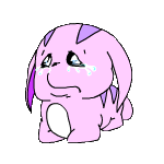 A sad pink Poogle.